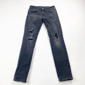 AMERICAN EAGLE MENS NEXT LEVEL FLEX DISTRESSED SKINNY JEANS SIZE 26X28 BLACK